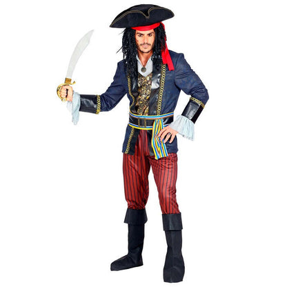 Pirate Captain  Coat With Vest & Shirt, Pants, Belt With Buckle & Sash, Boot Covers, Hat With Bandana 