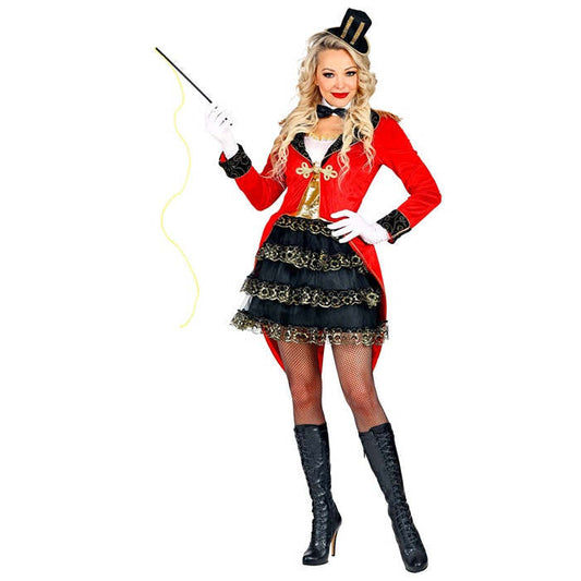 Ringmaster  Tailcoat With Tutu Dress, Collar With Bow Tie, Mini Top Hat, Gloves, Whip 