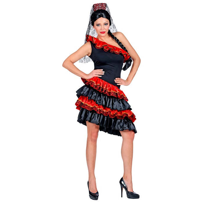 Spanish Senorita  Dress, Veil Headpiece 