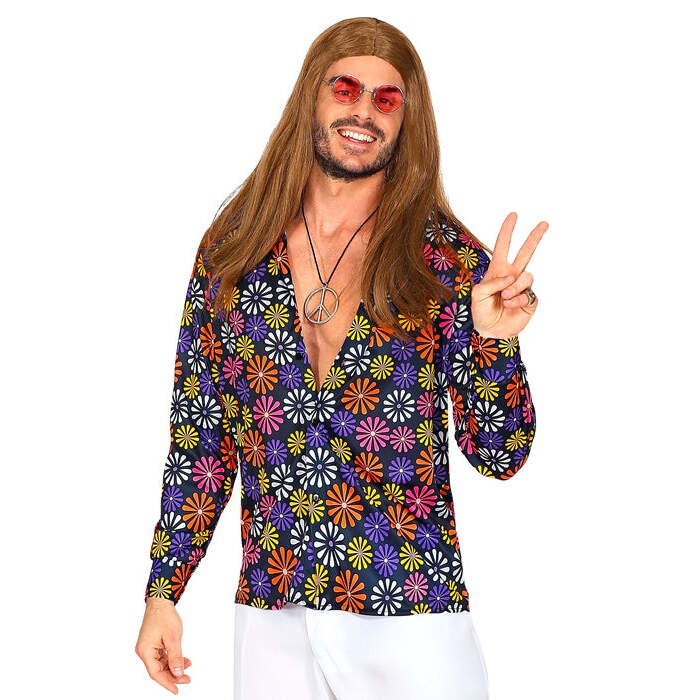 The 70S Groovy Style - Blue Flowers  Shirt  