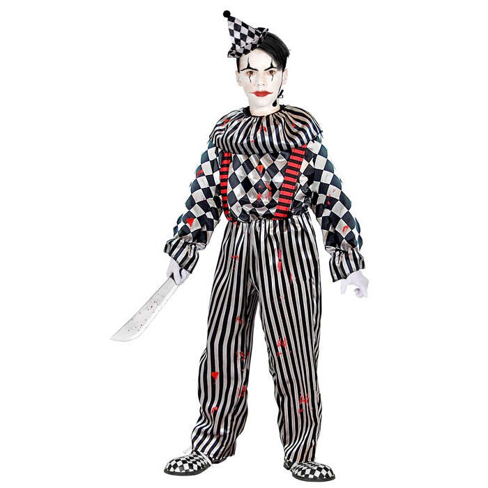 Vintage Clown  Jumpsuit With Ruff And Braces, Headpiece 