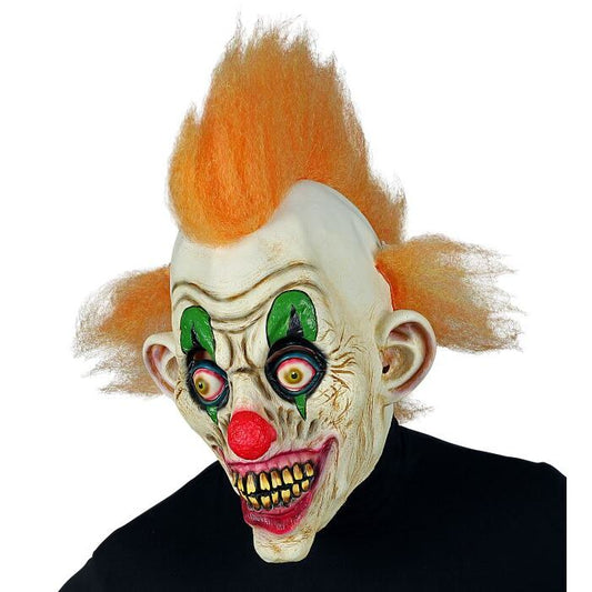 Horror Circus Clown Full Head Mask With Hair