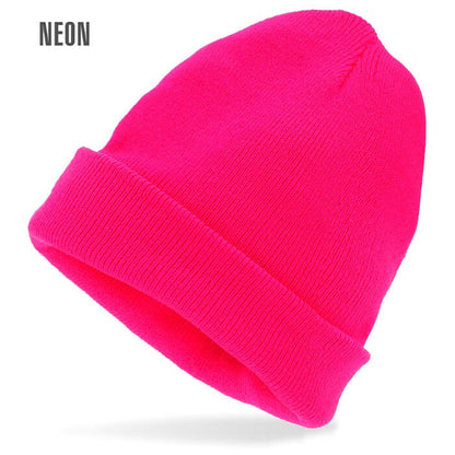 Hat Beanie Neon Pink Wool Look