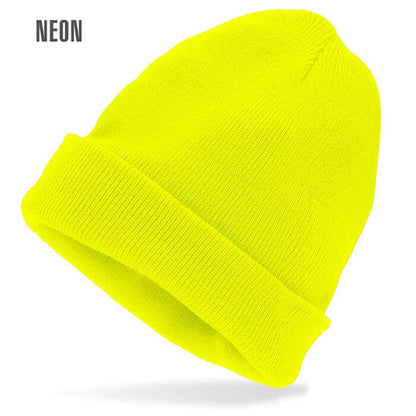 Hat Beanie Neon Yellow Wool Look