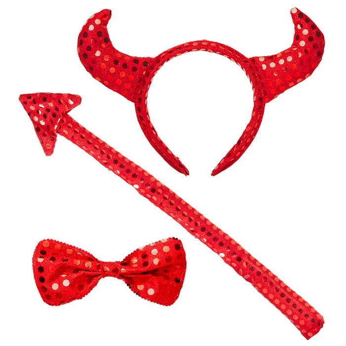 Sequin Devil Set  Horns, Bow Tie, Tail 