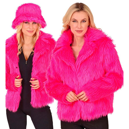 Neon Pink Plush Woman Jacket