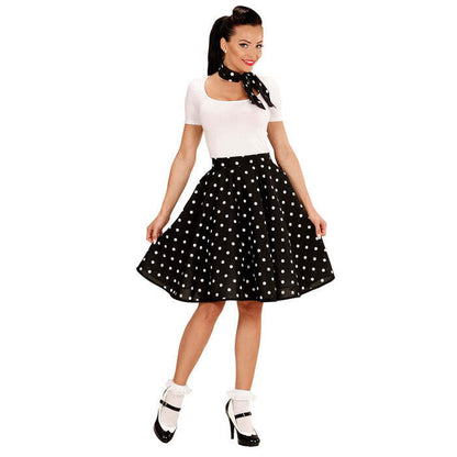 Black 50S Polka Dots Skirt & Neckscarf