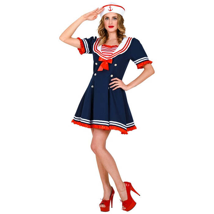 Sailor  Dress, Mesh Underskirt, Hat 