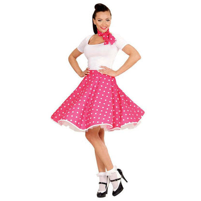 Pink 50S Polka Dots Skirt & Neck Scarf