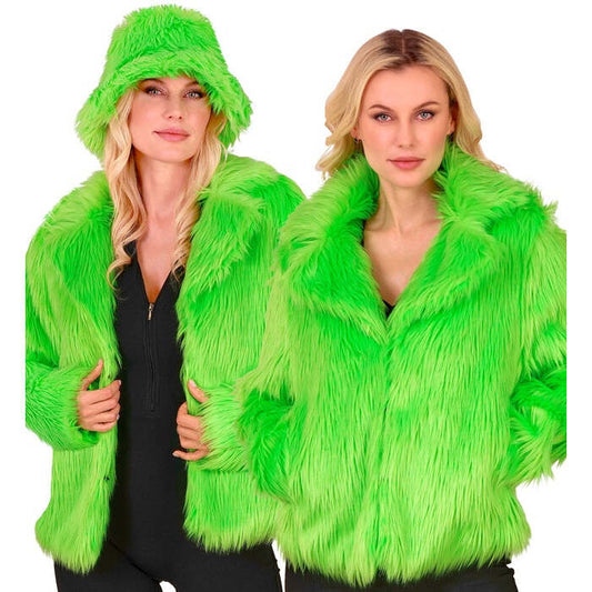 Neon Green Plush Woman Jacket