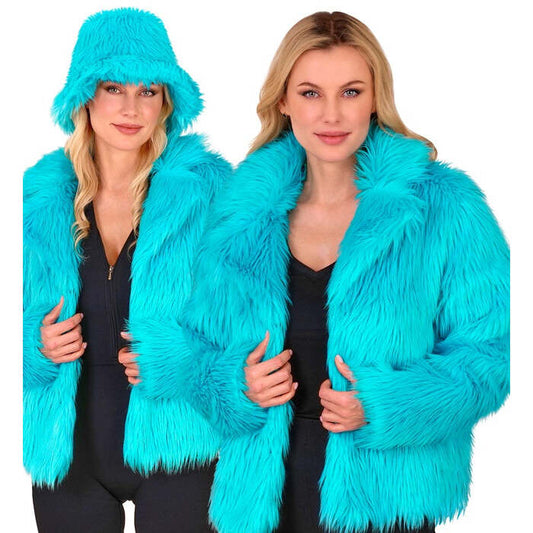 Turquoise Plush Woman Jacket