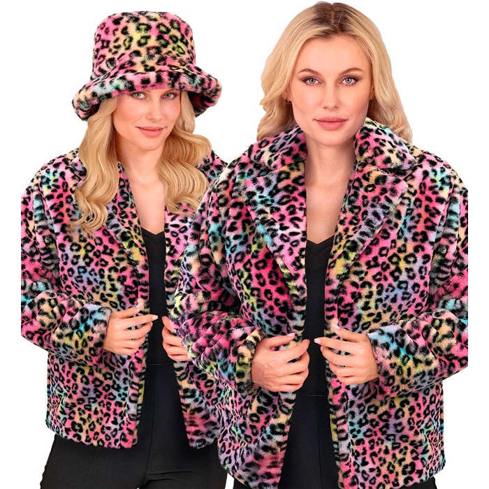 Multicolor Animalier Leopard Plush Woman Jacket