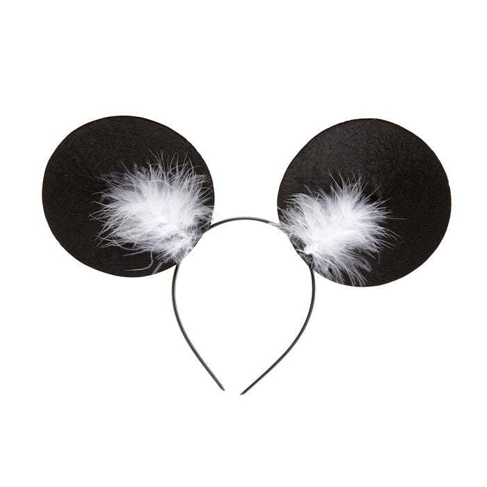 Mouse Ears Headband With Marabou