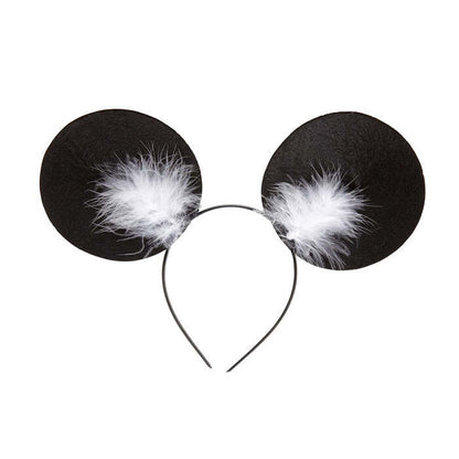 Mouse Ears Headband With Marabou