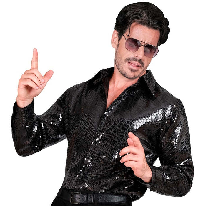 Party Fashion Shirt  Black Sequin Shirt 