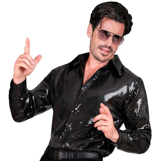 Party Fashion Shirt  Black Sequin Shirt 