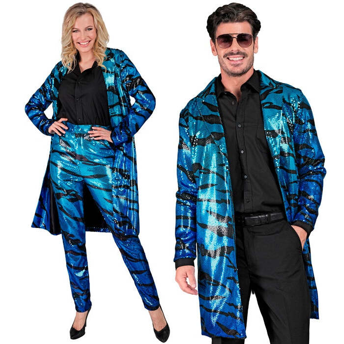 Party Fashion Coat  Blue Waves Sequin Coat 