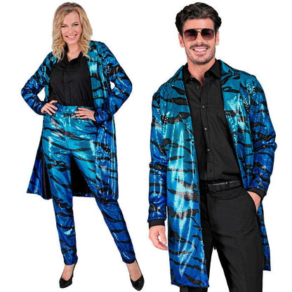 Party Fashion Coat  Blue Waves Sequin Coat 
