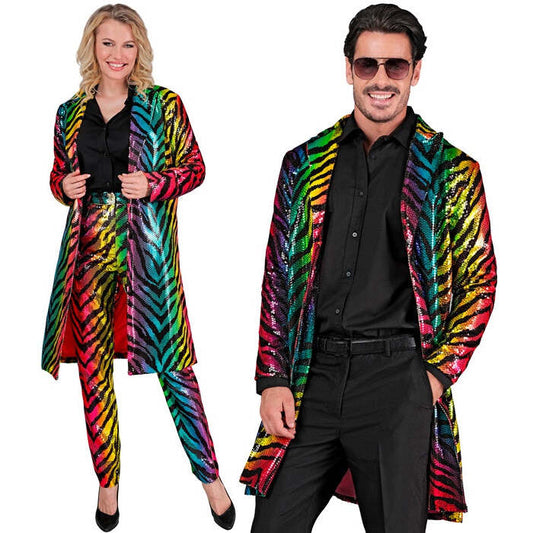Party Fashion Coat  Rainbow Animalier Tiger Sequin Coat 