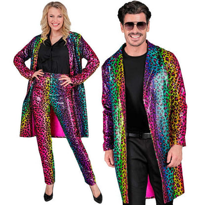 Party Fashion Coat  Rainbow Animalier Leopard Sequin Coat 