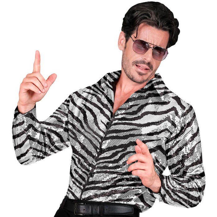 Party Fashion Shirt  Animalier Zebra Sequin Shirt 