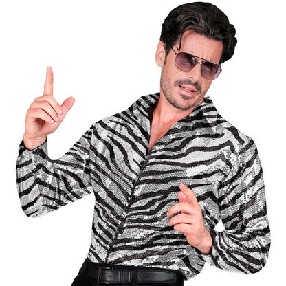 Party Fashion Shirt  Animalier Zebra Sequin Shirt 