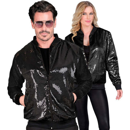 Party Fashion Bomber  Black Sequin Bomber 