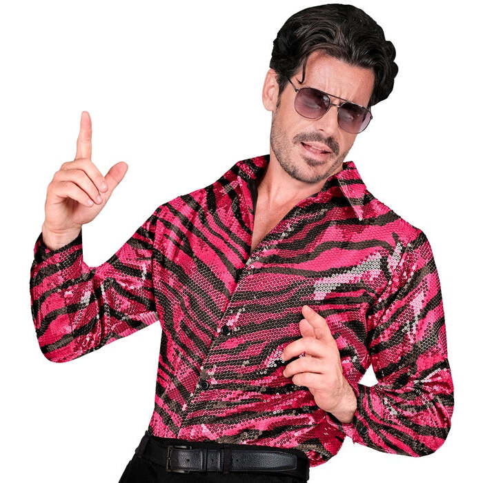 Party Fashion Shirt  Pink Animalier Sequin Shirt 