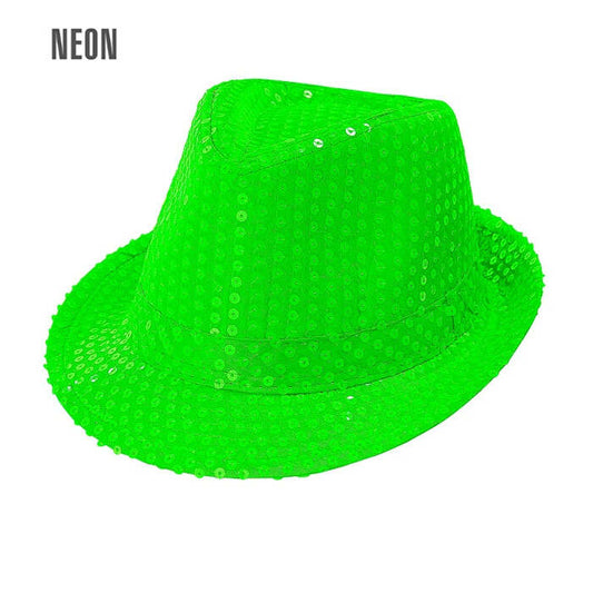 Neon Green Sequin Fedora