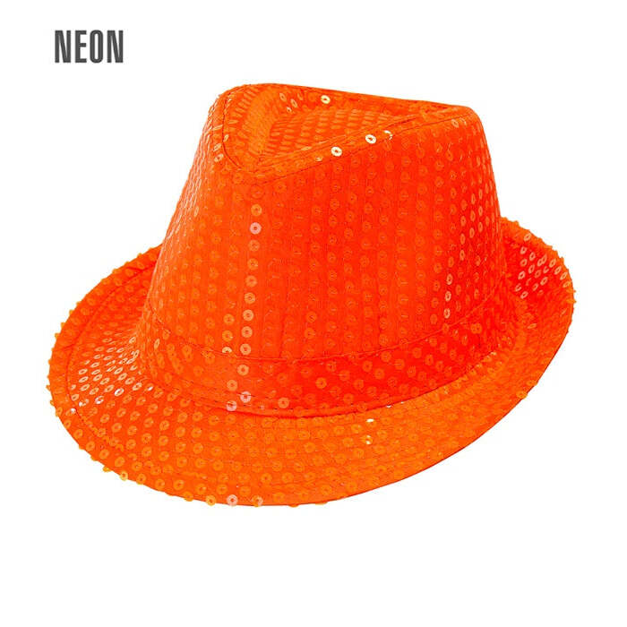 Neon Orange Sequin Fedora