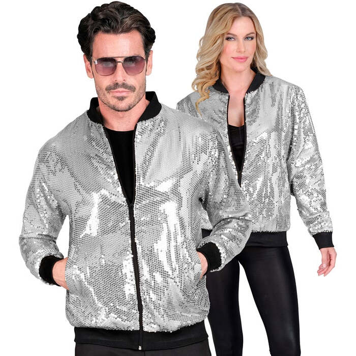 Party Fashion Bomber  Silver Sequin Bomber 