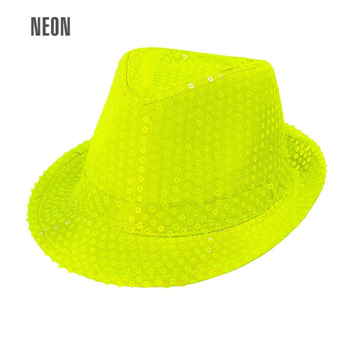 Neon Yellow Sequin Fedora