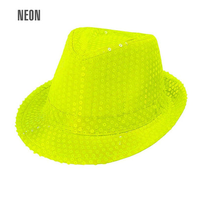 Neon Yellow Sequin Fedora