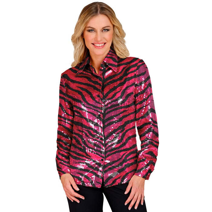 Party Fashion Shirt  Pink Animalier Sequin Shirt 