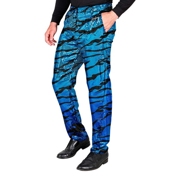 Party Fashion Pants  Blue Waves Sequin Pants 