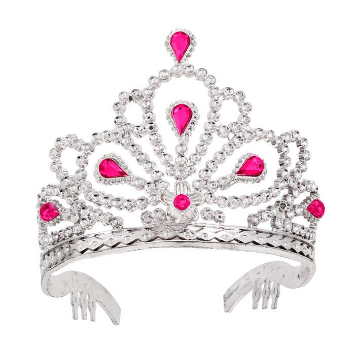 Silver Tiara With Pink Gems