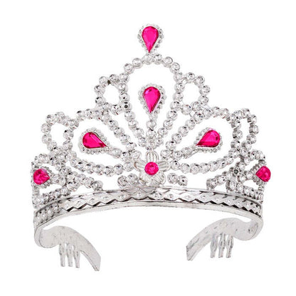 Silver Tiara With Pink Gems