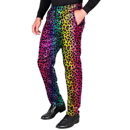 Party Fashion Pants  Rainbow Animalier Leopard Sequin Pants 