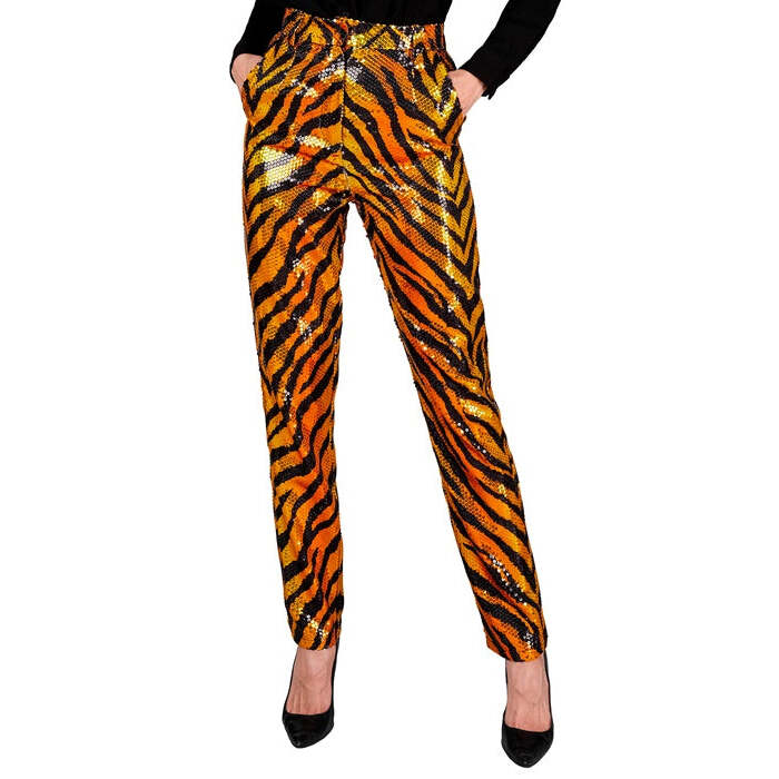 Party Fashion Pants  Animalier Tiger Sequin Pants 