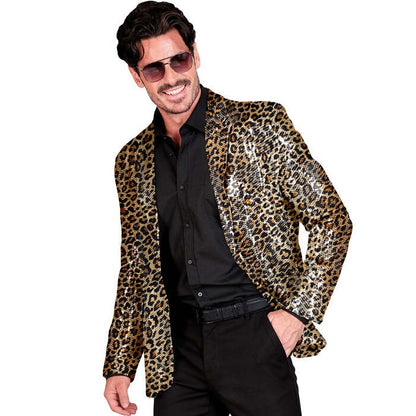 Party Fashion Jacket  Animalier Leopard Sequin Jacket 