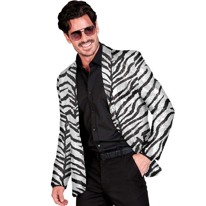 Party Fashion Jacket  Animalier Zebra Sequin Jacket 