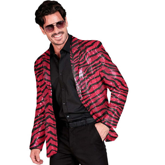 Party Fashion Jacket  Pink Animalier Sequin Jacket 