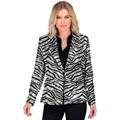 Party Fashion Jacket  Animalier Zebra Sequin Jacket 