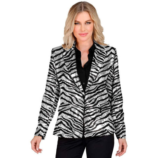 Party Fashion Jacket  Animalier Zebra Sequin Jacket 