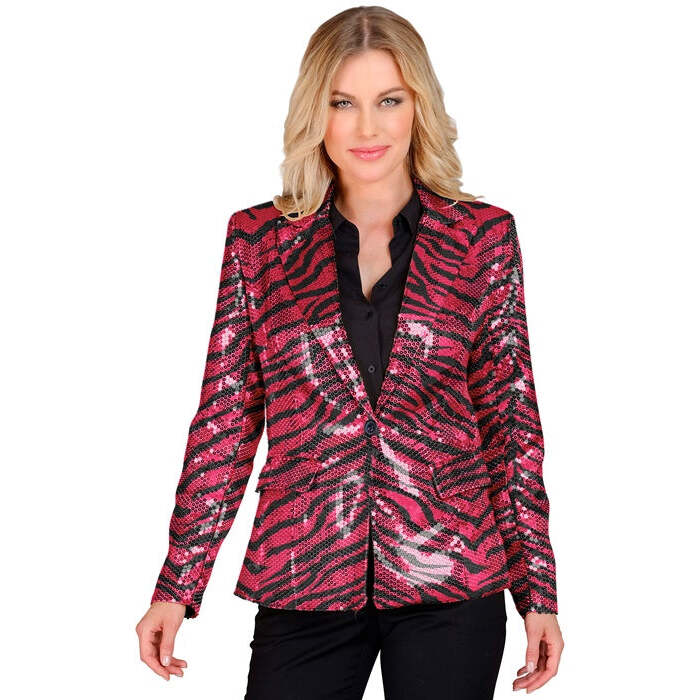 Party Fashion Jacket  Pink Animalier Sequin Jacket 