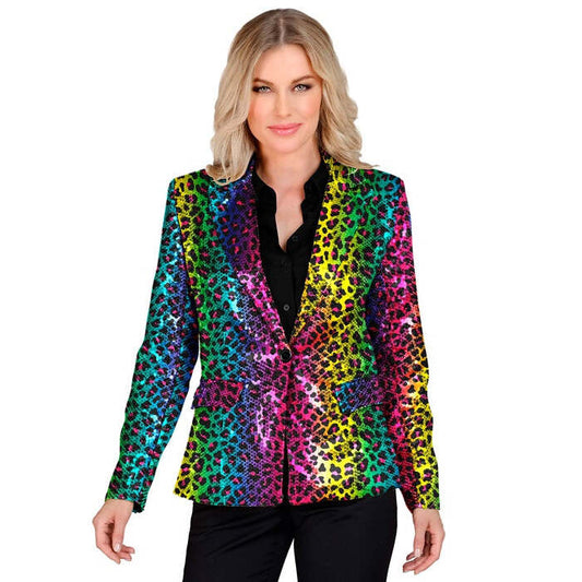Party Fashion Jacket  Rainbow Animalier Leopard Sequin Jacket 