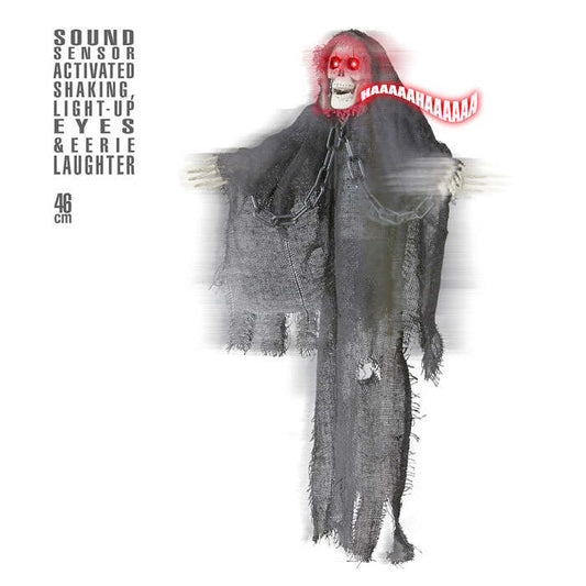 Sound Sensor Activated Animated Shaking Grim Reaper With Light-Up Eyes & Eerie Laughter 46 Cm 