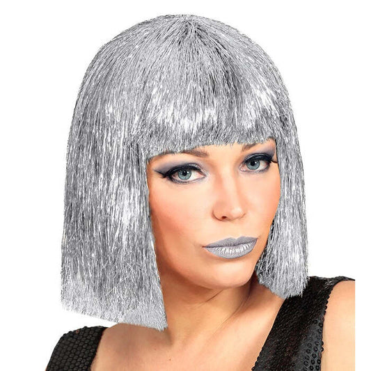 Silver Glitzy Vegas Wig In Box