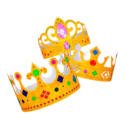 Set Of 6 Paintable Paper Crowns 3 Styles Ass.
