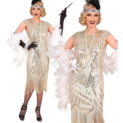 Roaring 20S Gatsby Flapper  Dress  - Cream